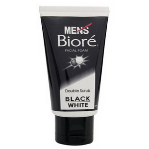 Mens Biore Facial Foam Double Scrub Black&White 50g